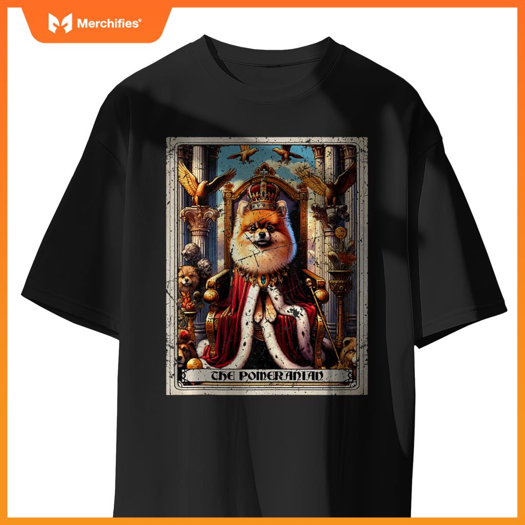 Dog Tarot Card Emperor Empress King Queen Pomeranian T-Shirt