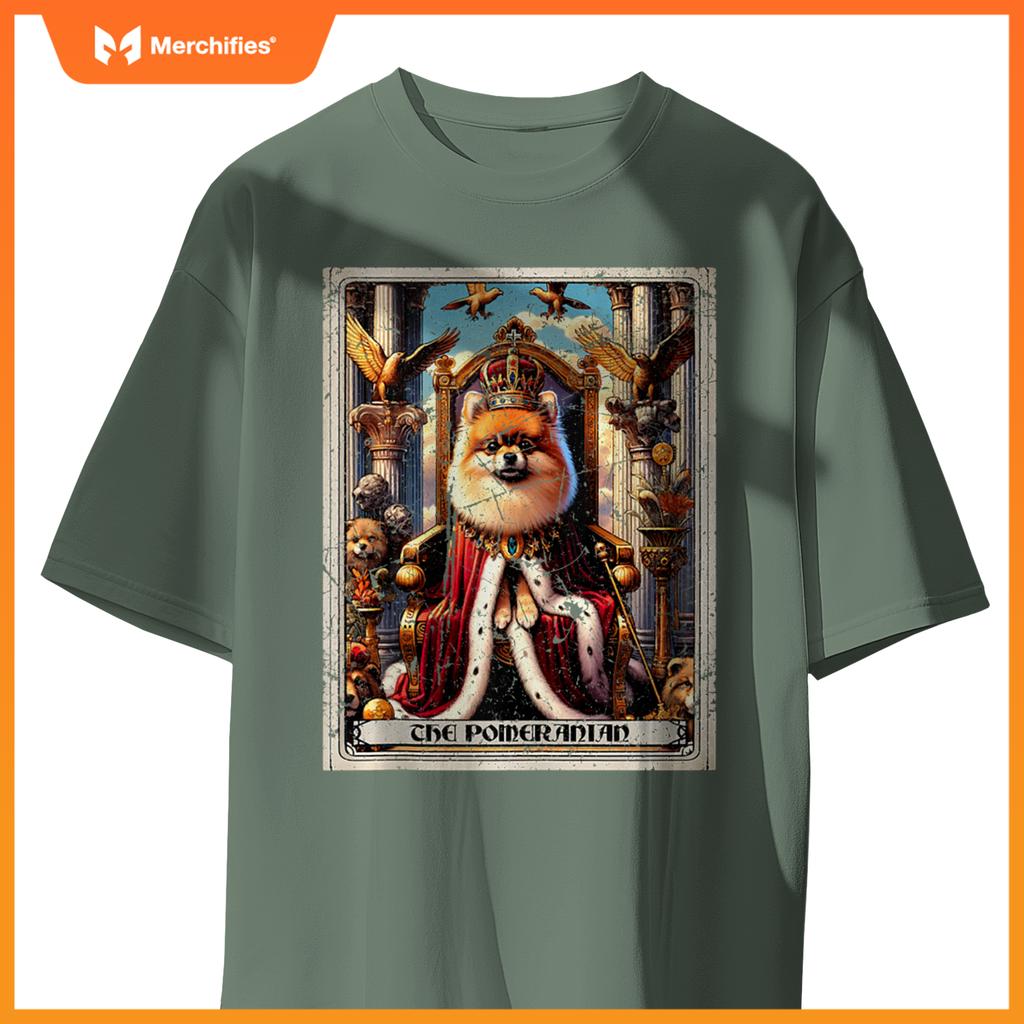 Dog Tarot Card Emperor Empress King Queen Pomeranian T-Shirt