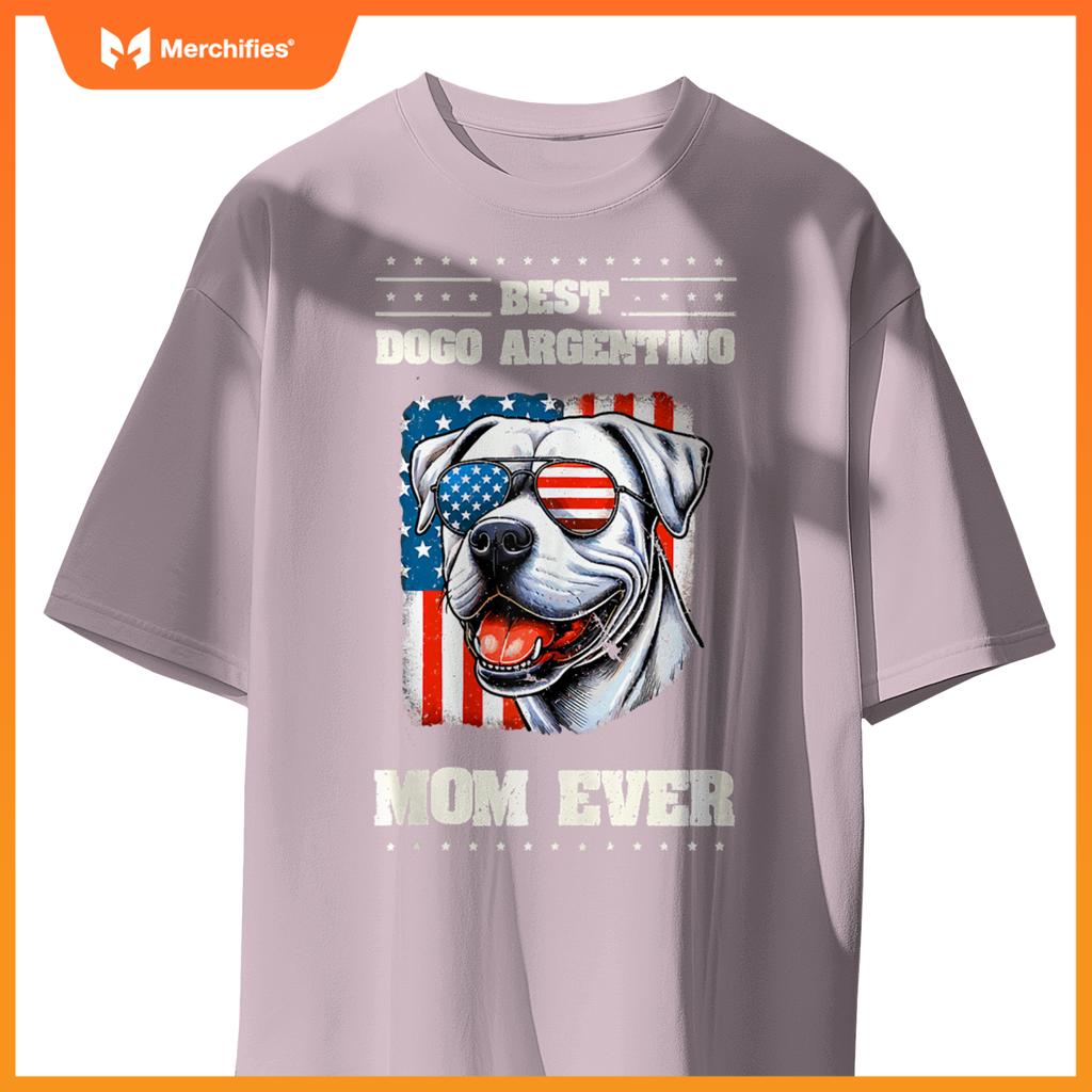 Dogo Argentino Mom American USA Flag 4th Of July Patriotic T-Shirt