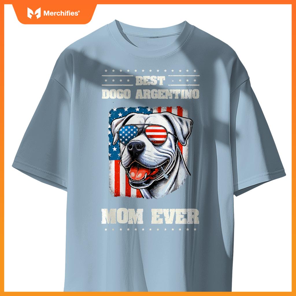 Dogo Argentino Mom American USA Flag 4th Of July Patriotic T-Shirt