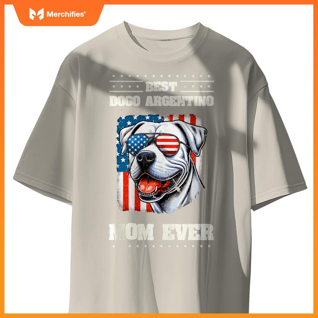 Dogo Argentino Mom American USA Flag 4th Of July Patriotic T-Shirt