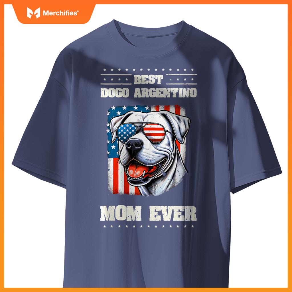 Dogo Argentino Mom American USA Flag 4th Of July Patriotic T-Shirt