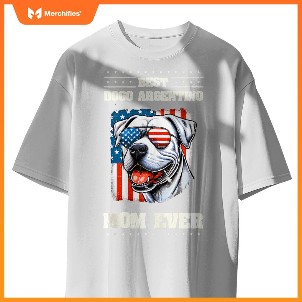 Dogo Argentino Mom American USA Flag 4th Of July Patriotic T-Shirt