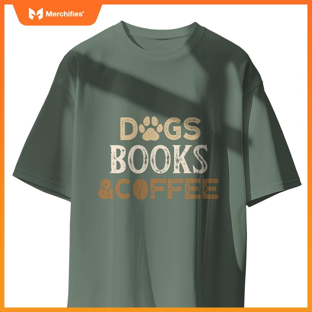 Dogs Books & Coffee T-Shirt
