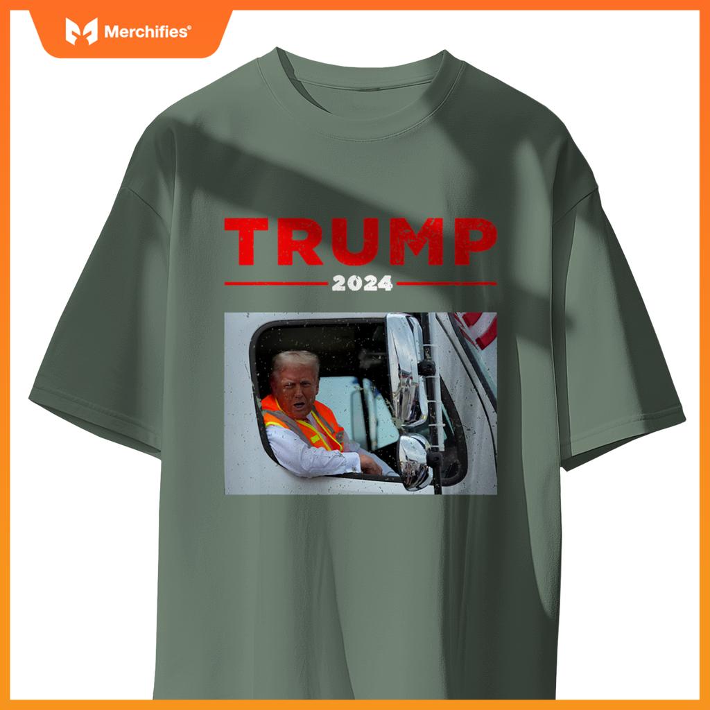 Donald Trump Rides In Garbage Truck Shirt Garbage Tee Trump T-Shirt