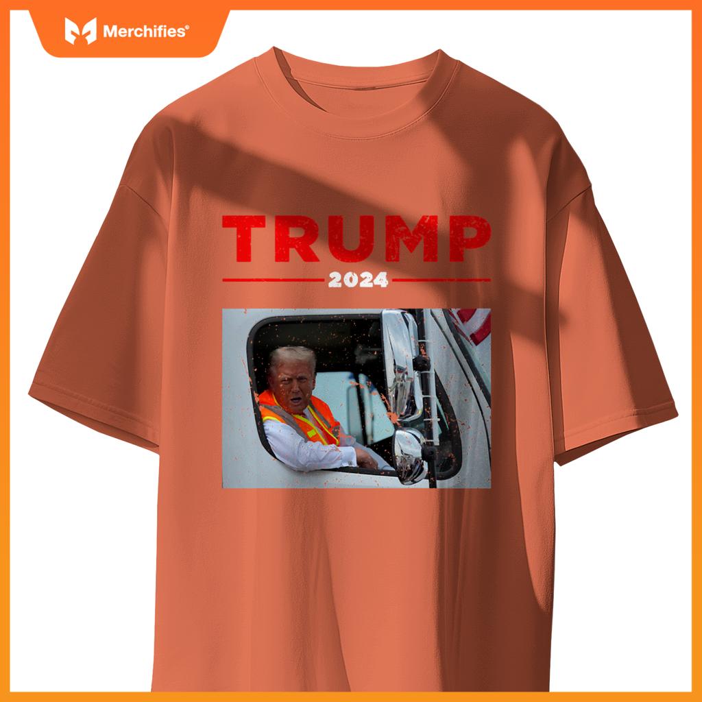 Donald Trump Rides In Garbage Truck Shirt Garbage Tee Trump T-Shirt