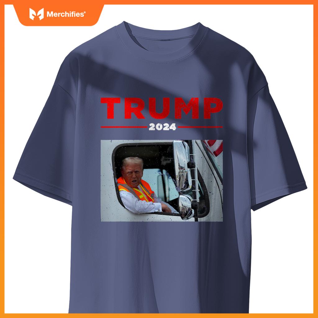 Donald Trump Rides In Garbage Truck Shirt Garbage Tee Trump T-Shirt