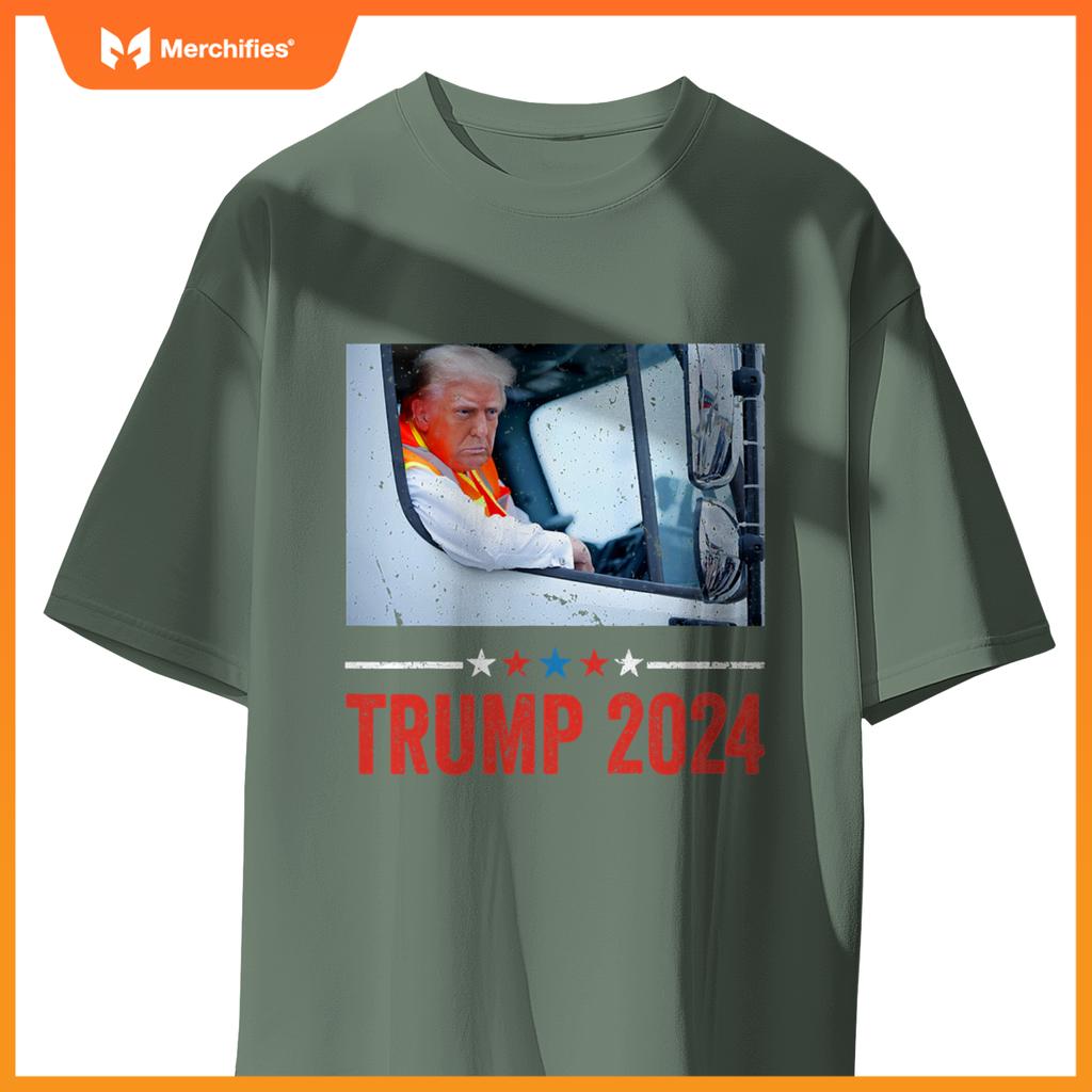Donald Trump Rides In Garbage Truck Trump In Trash Truck T-Shirt