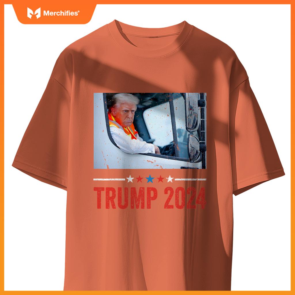 Donald Trump Rides In Garbage Truck Trump In Trash Truck T-Shirt