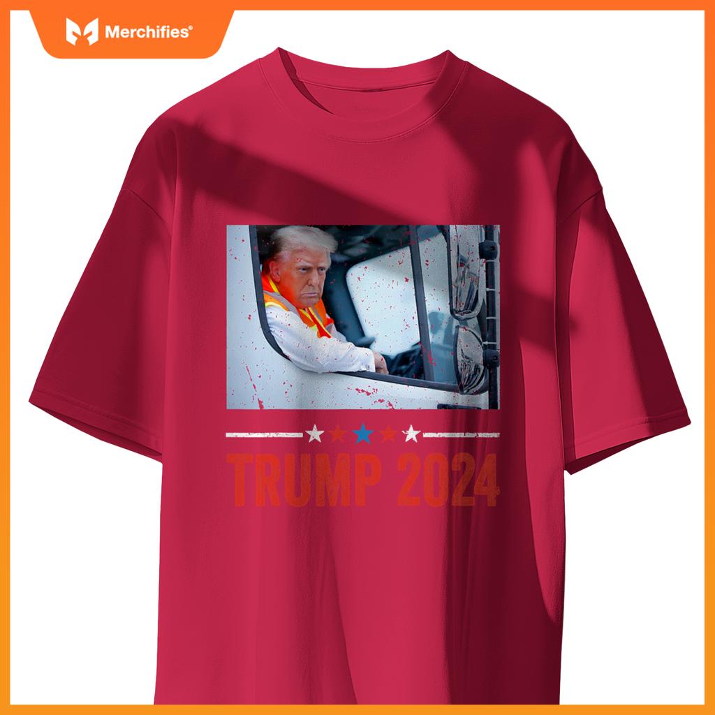 Donald Trump Rides In Garbage Truck Trump In Trash Truck T-Shirt