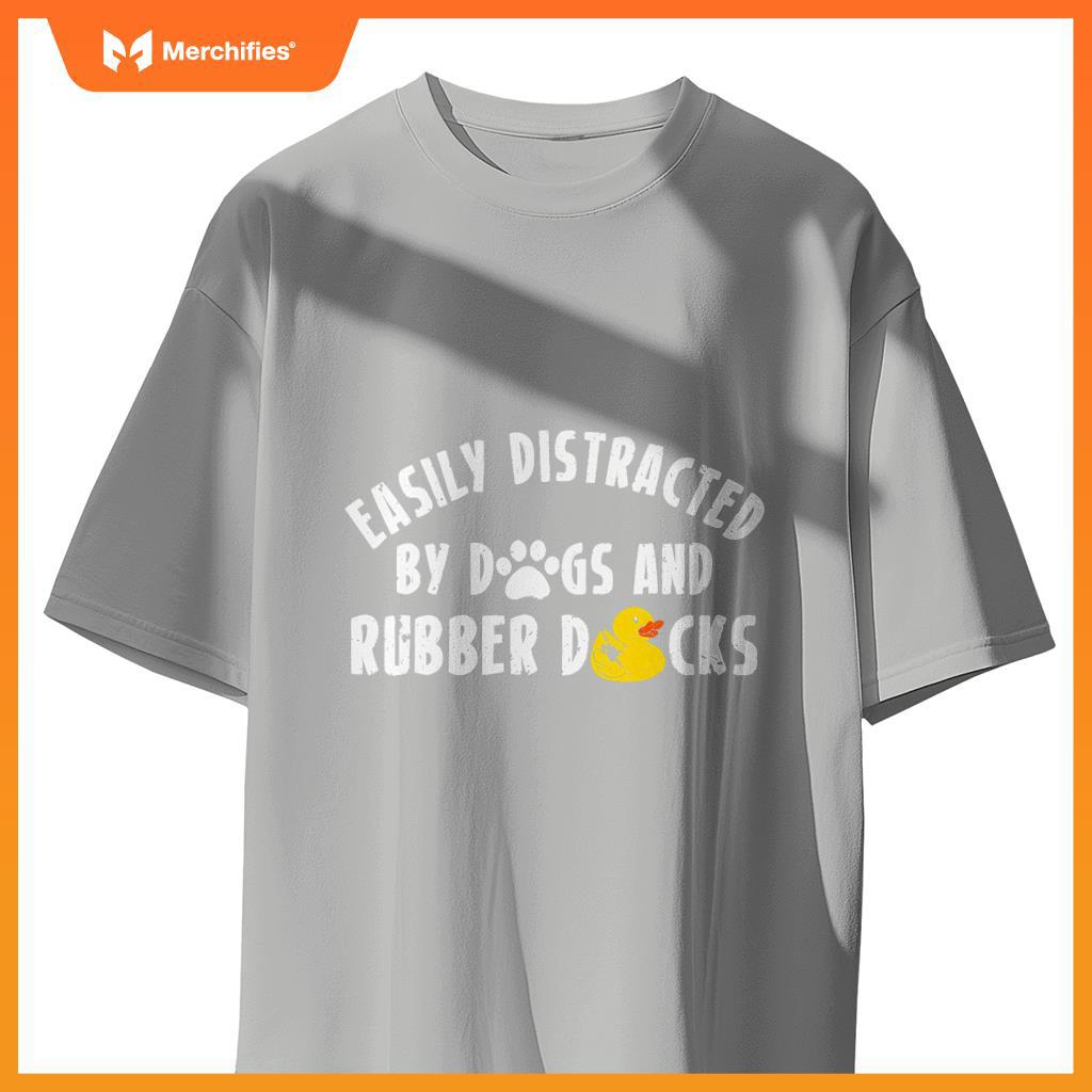 Easily Distracted By Dogs And Rubber Duck Bath Duck T-Shirt