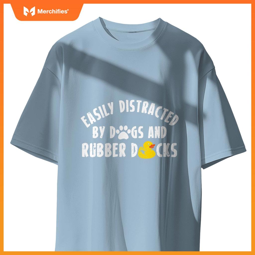 Easily Distracted By Dogs And Rubber Duck Bath Duck T-Shirt