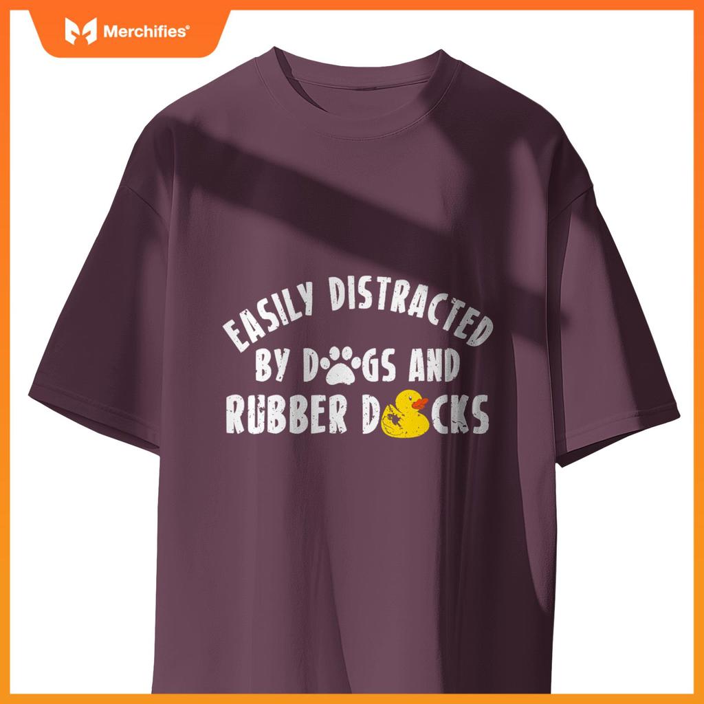 Easily Distracted By Dogs And Rubber Duck Bath Duck T-Shirt