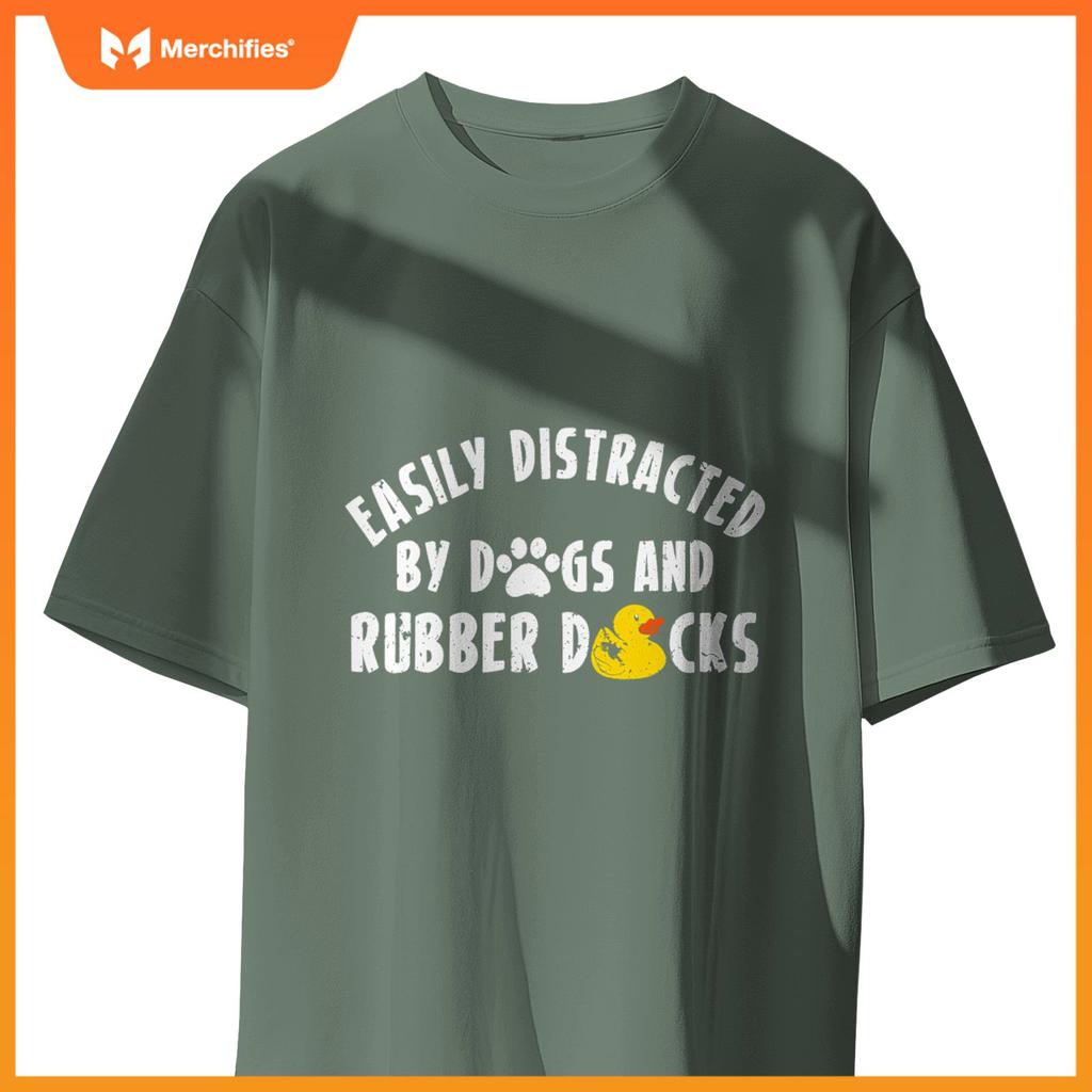 Easily Distracted By Dogs And Rubber Duck Bath Duck T-Shirt