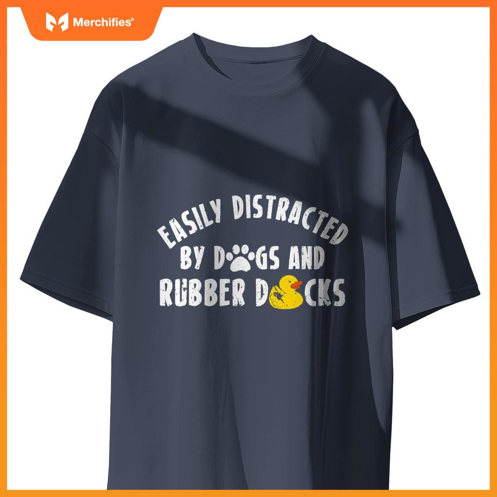Easily Distracted By Dogs And Rubber Duck Bath Duck T-Shirt