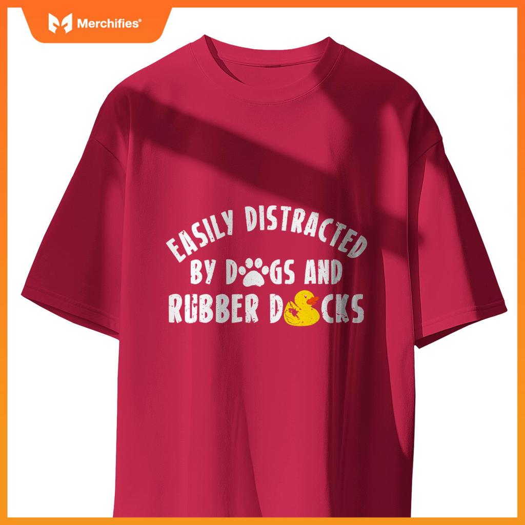 Easily Distracted By Dogs And Rubber Duck Bath Duck T-Shirt