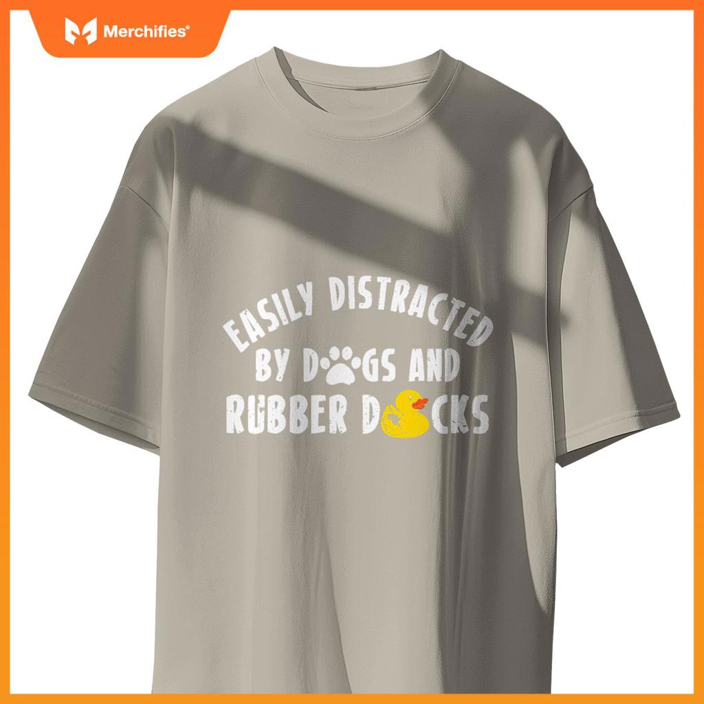 Easily Distracted By Dogs And Rubber Duck Bath Duck T-Shirt