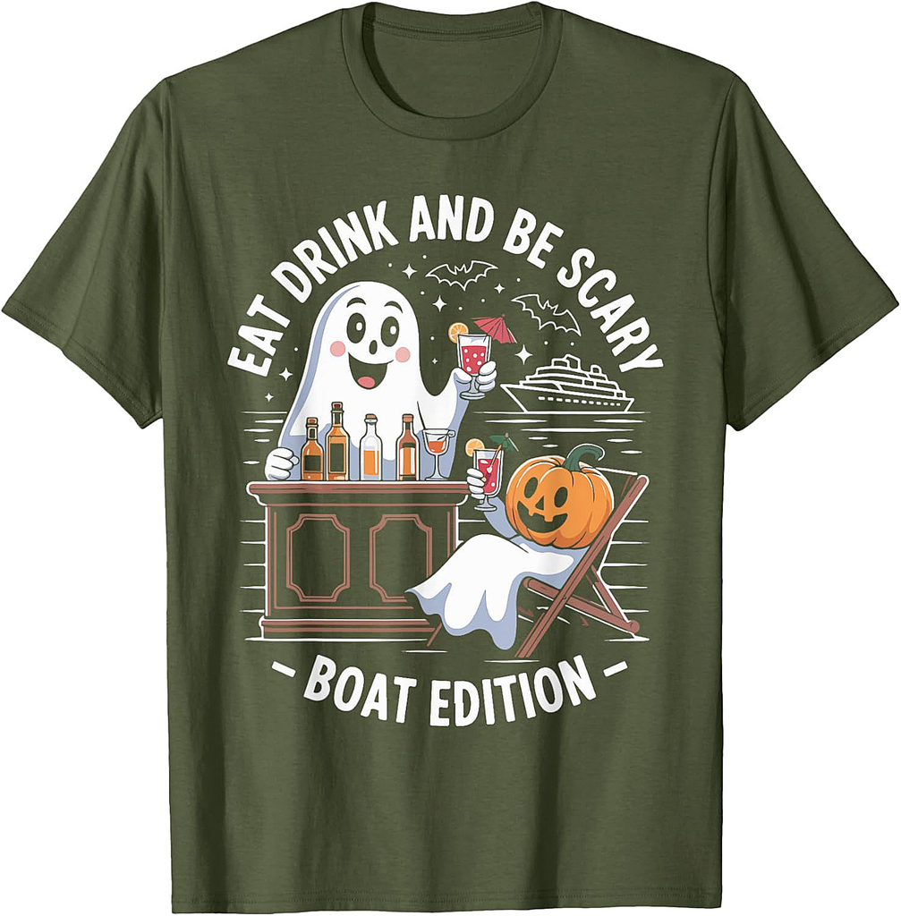 Eat Drink And Be Scary Boat Edition Halloween T-Shirt