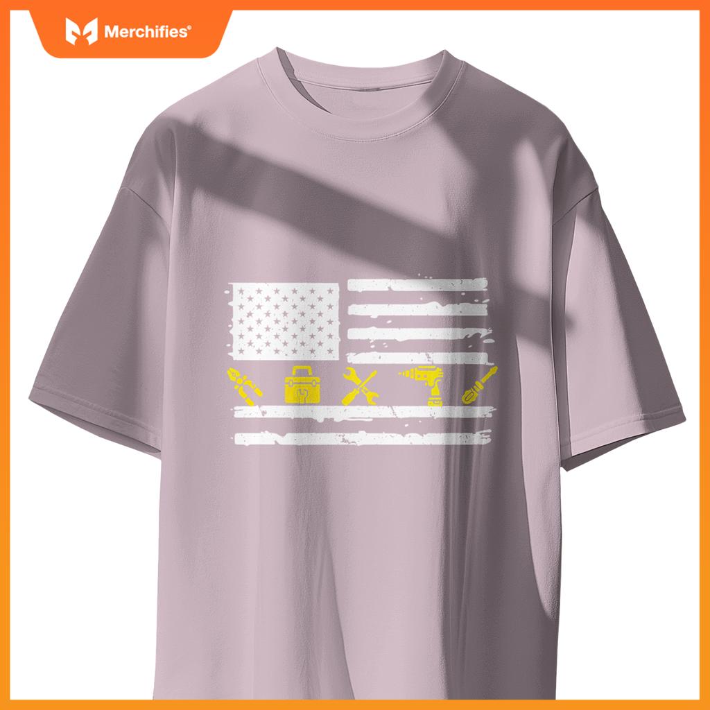 Electrician USA Flag Tools 4TH Of July Fathers Day Patriotic T-Shirt