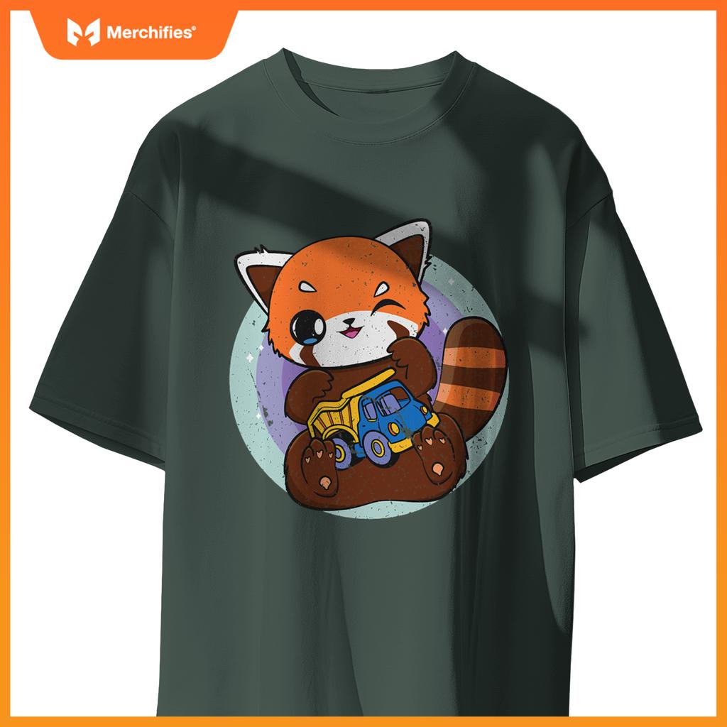 Kawaii Red Panda With Toy Car Truck Cute Chibi Anime Otaku T-Shirt