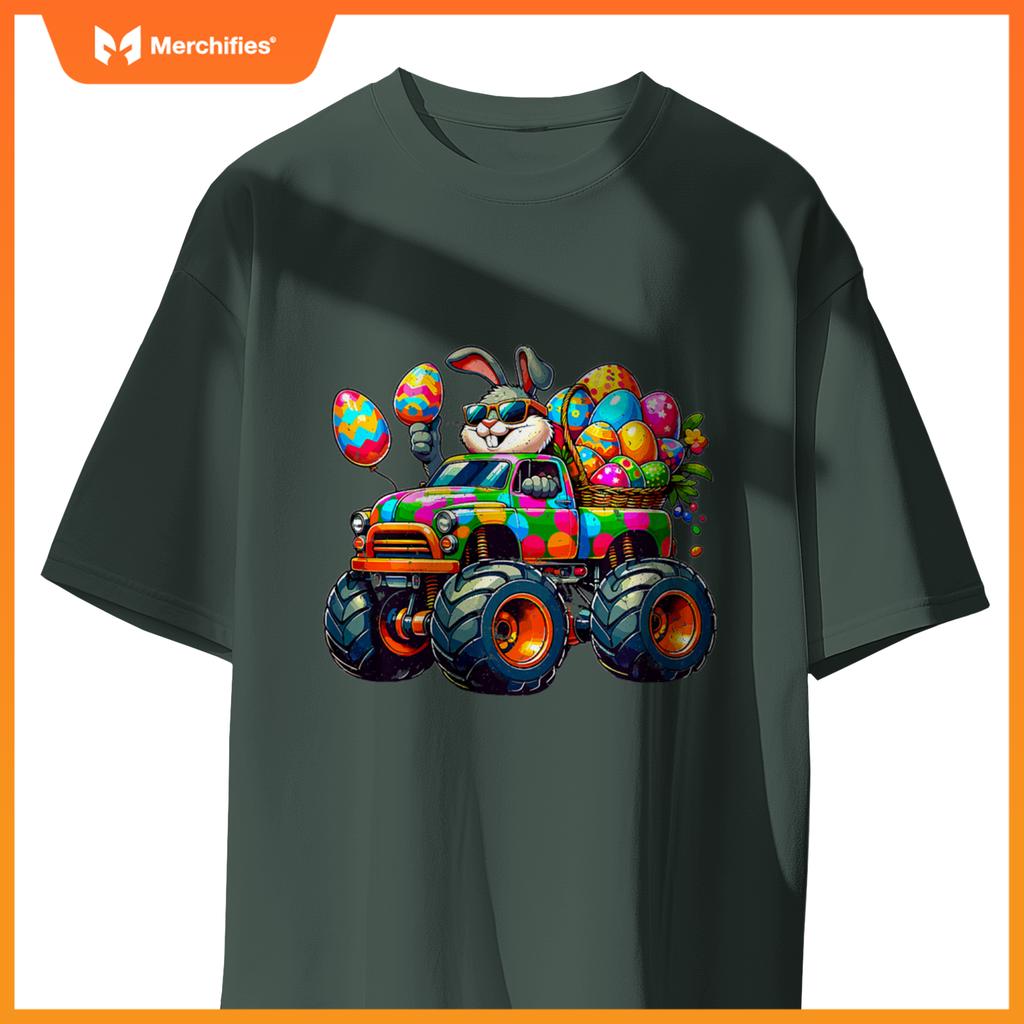 Kids Easter Day Bunny Monster Truck Eggs Cool Rabbit T-Shirt