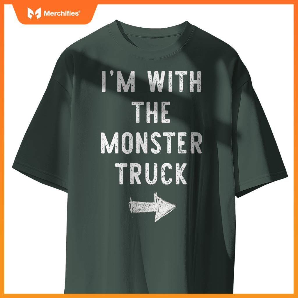 I'm With The Monster Truck Costume Halloween Matching Couple T-Shirt