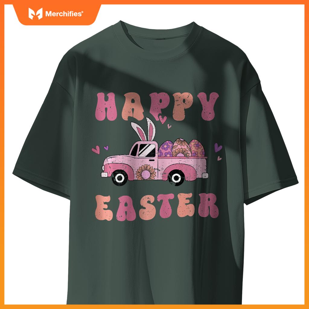 Happy Easter Bunny Truck Rabbit Easter Women Girls T-Shirt