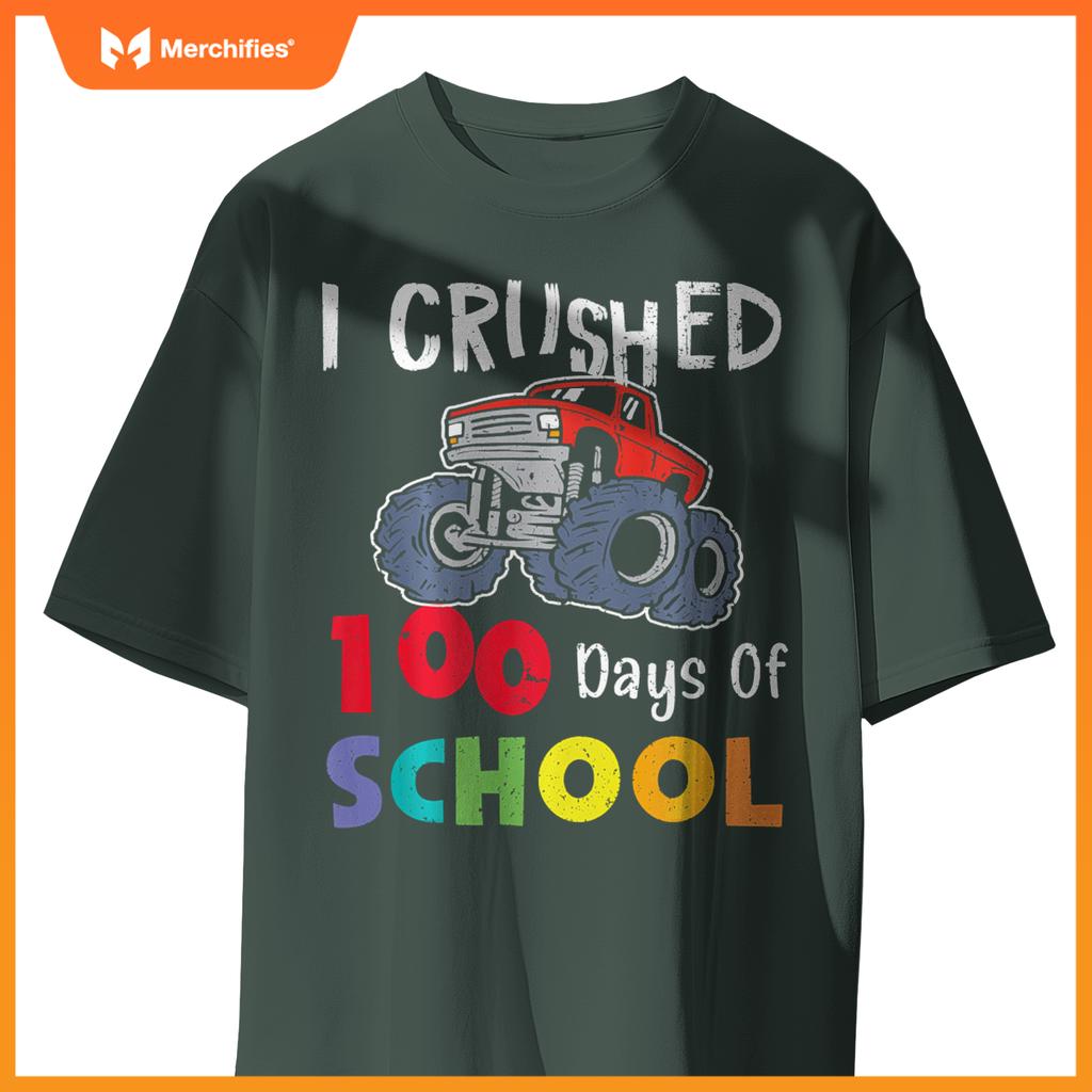 I Crushed 100 Days Of School Monster Truck Kids T-Shirt