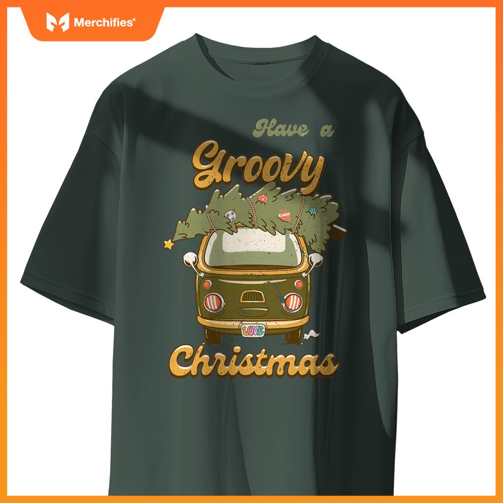 Have Yourself A Groovy Christmas Truck Happy Holiday Xmas T-Shirt