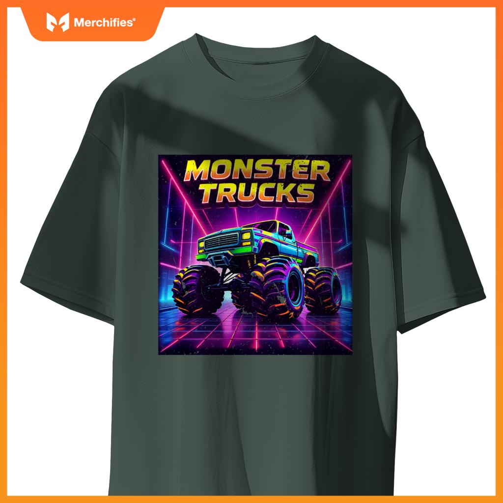 Monster Truck Birthday Party Retro Monster Trucks Boys Girls T-Shirt