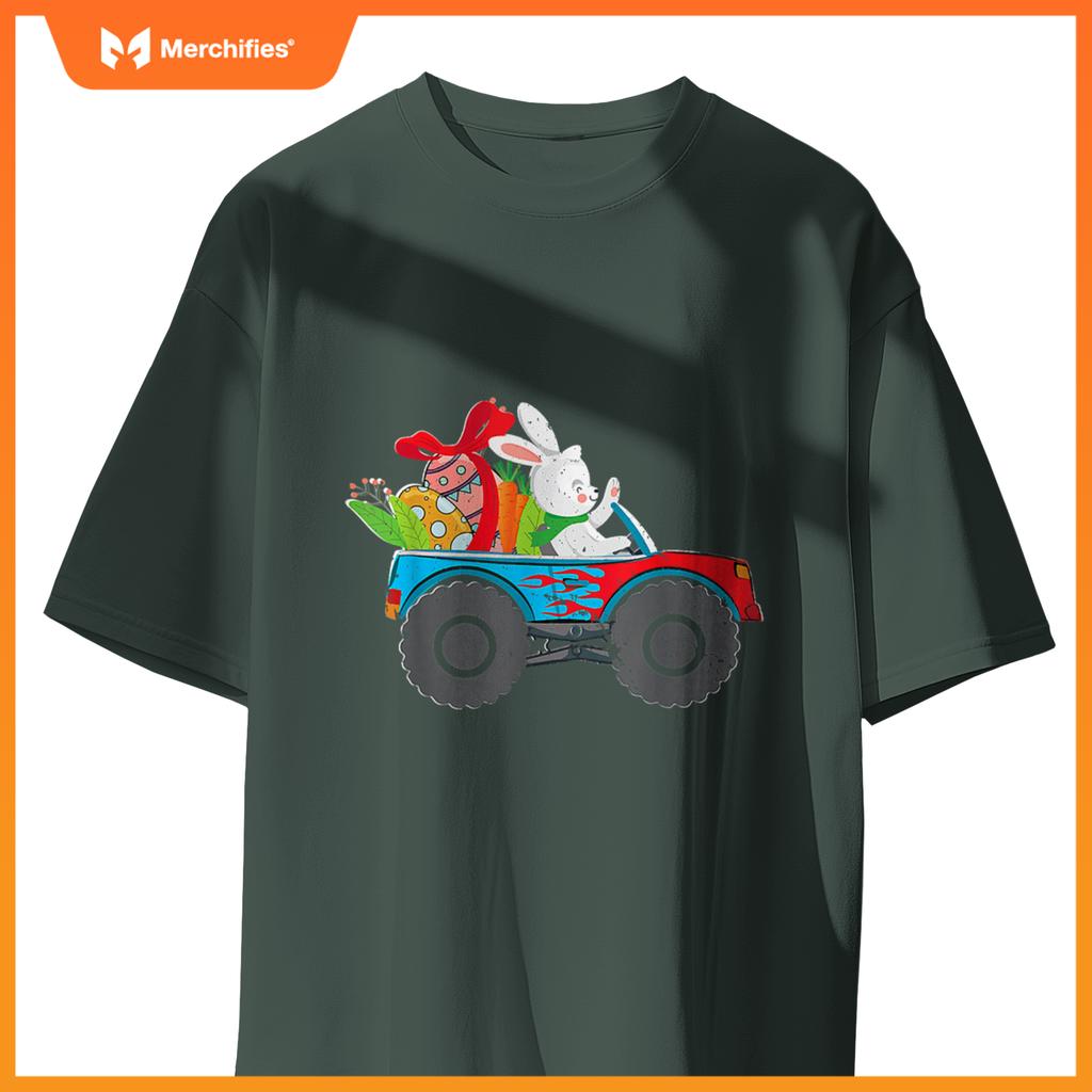 Kids Easter Rabbit Riding Monster Truck  Boys Girls T-Shirt