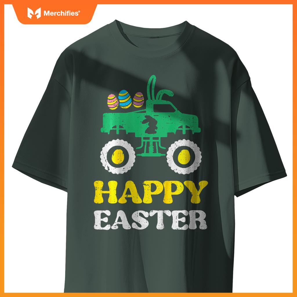 Kids Happy Easter Monster Truck Bunny Rabbit Boys Kids Toddler T-Shirt