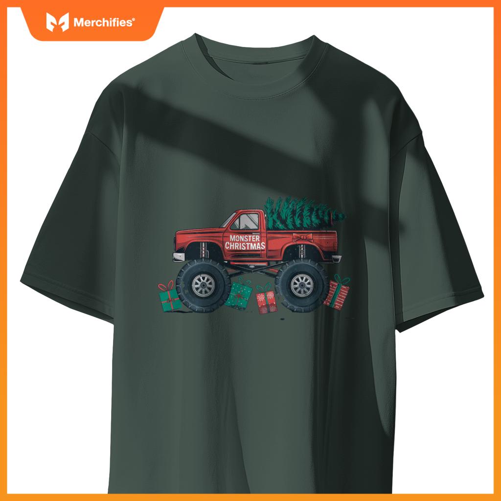 Monster Truck Christmas Tree Cool Xmas Toddler Youth T-Shirt