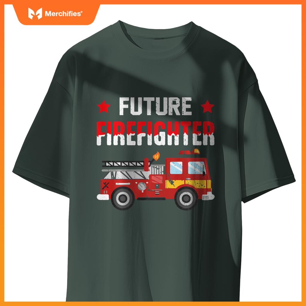 Future Firefighter Fireman Firefighting Boys Kids Fire Truck T-Shirt