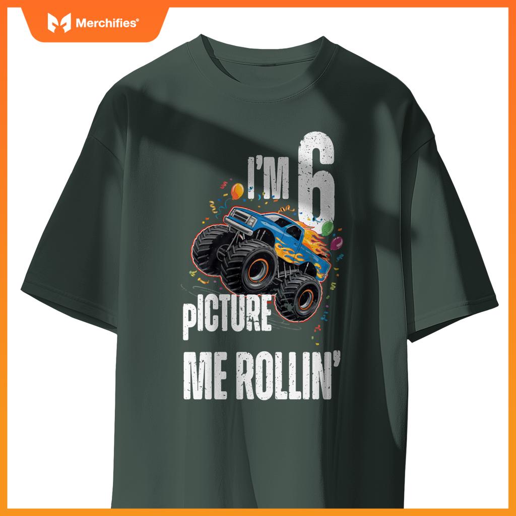 Monster Truck 6 Year Old Toddlers Boy 6th Birthday Party Car T-Shirt