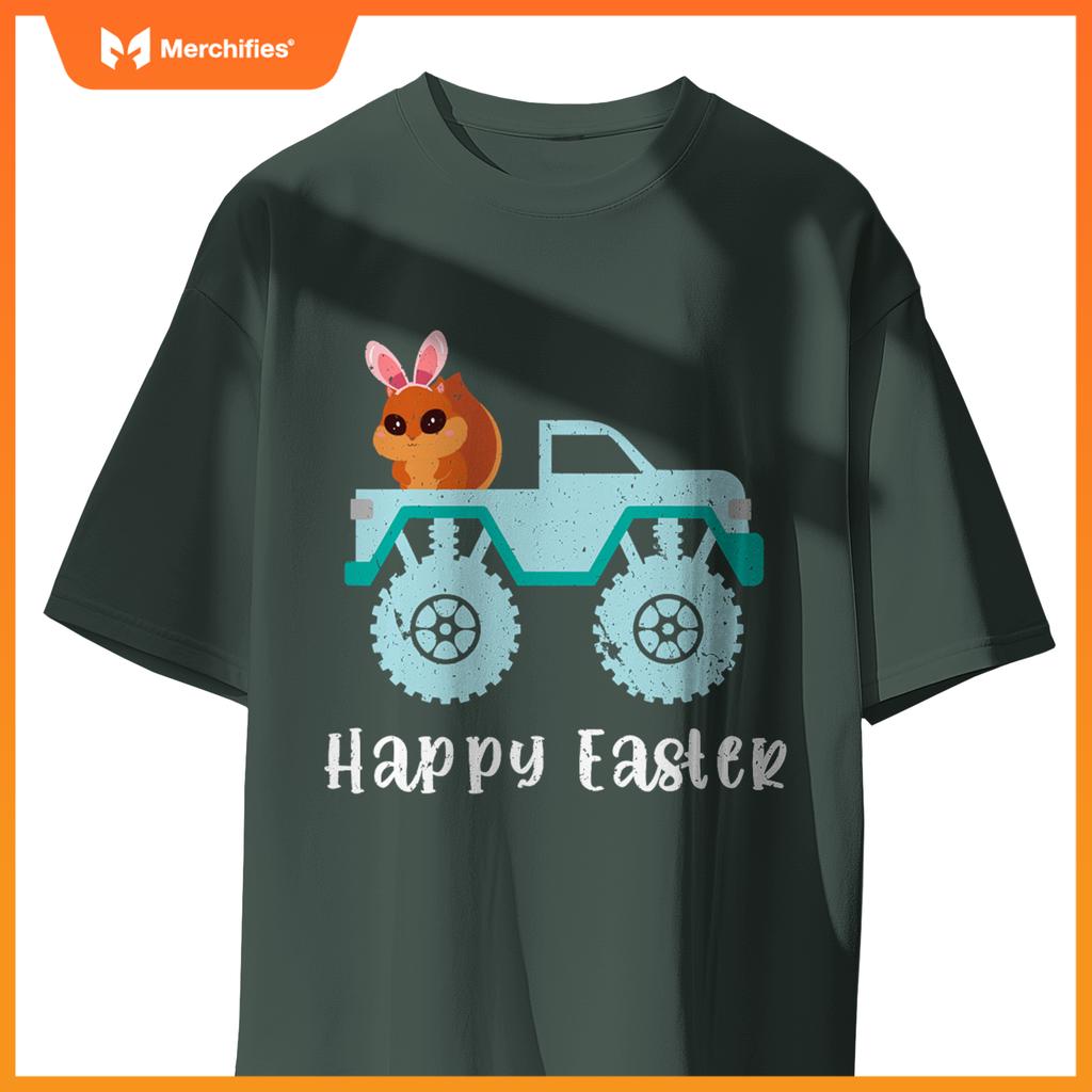 Happy Easter Squirrel Riding Monster Truck Toddler T-Shirt
