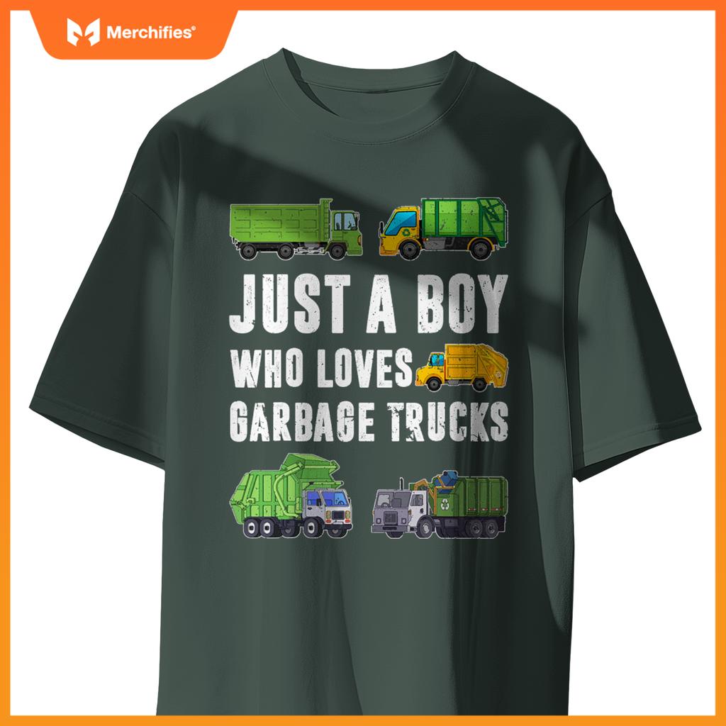 Just A Boy Who Loves Garbage Trucks Kids Toddler Trash Truck T-Shirt