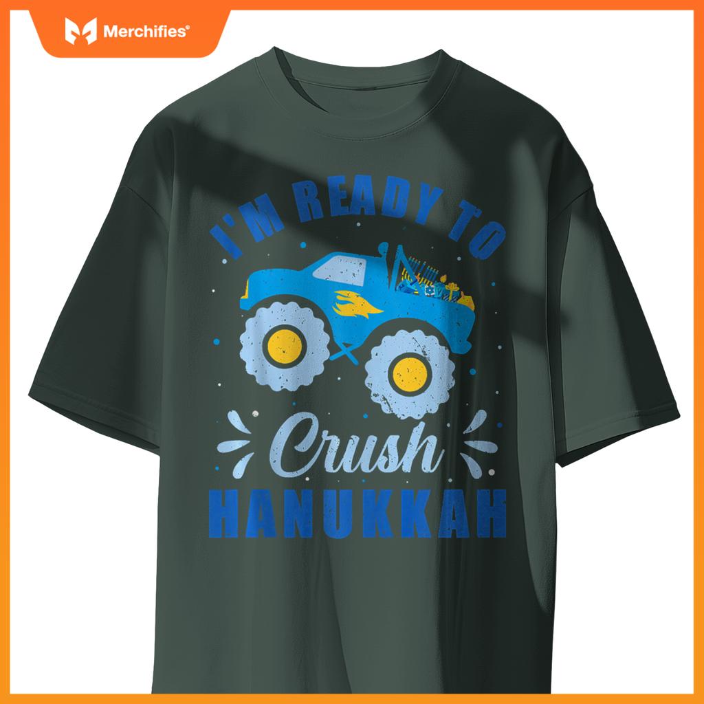 I'm Ready to Crush Hanukkah Monster Truck Chanukah Kids Boys T-Shirt