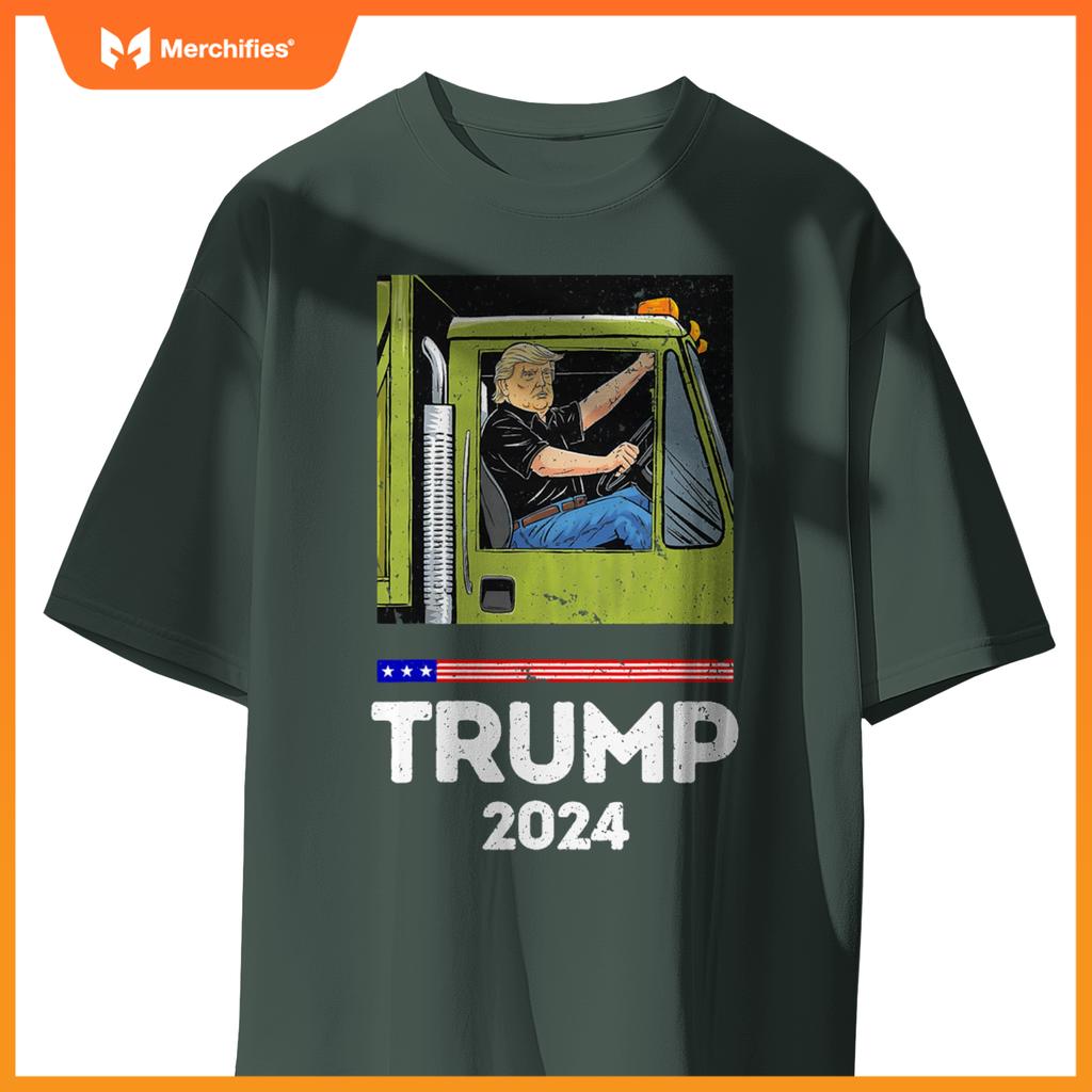 Funny Trump Driving Garbage Truck - Team Garbage T-Shirt