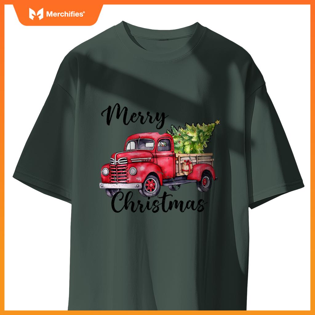 Merry Christmas Red Truck,  Holiday Truck With Tree T-Shirt