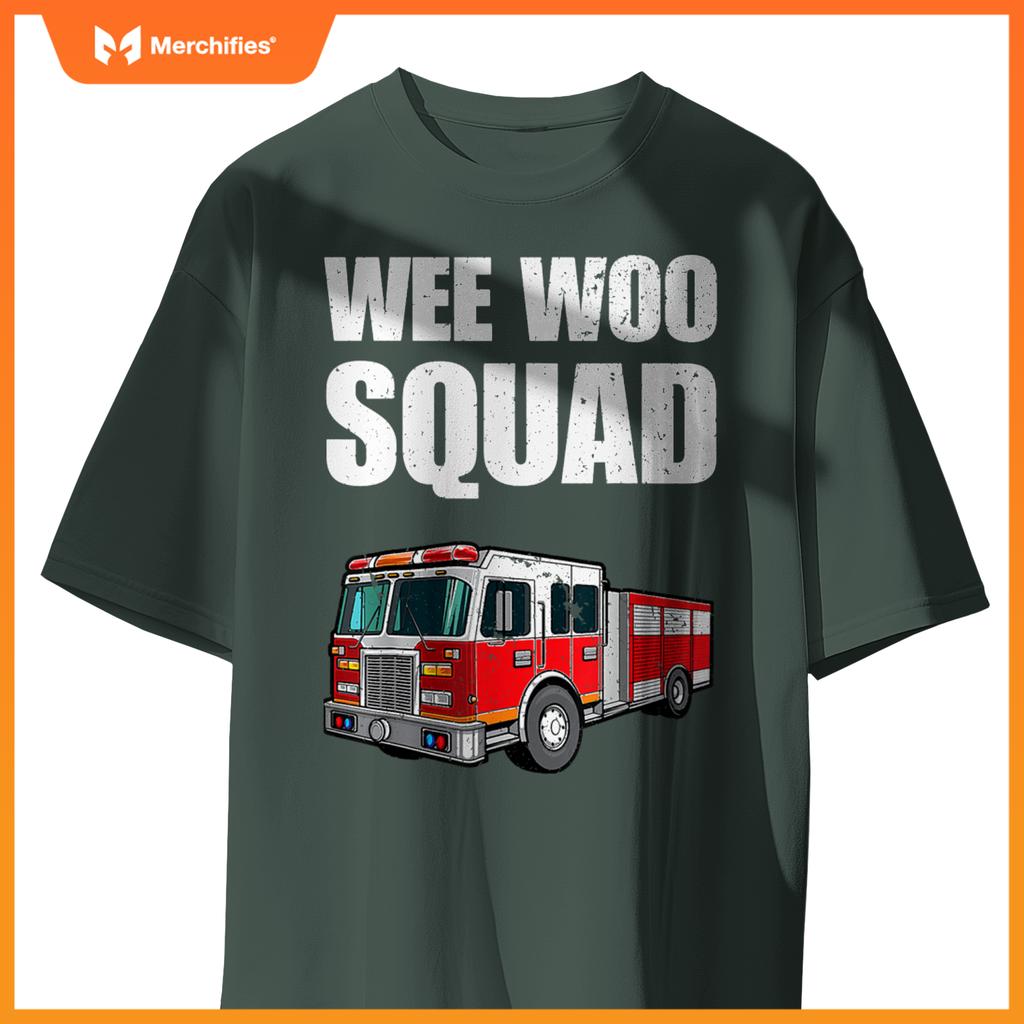 Funny Wee Woo Squad Fire Truck Design for Kids and Adults T-Shirt