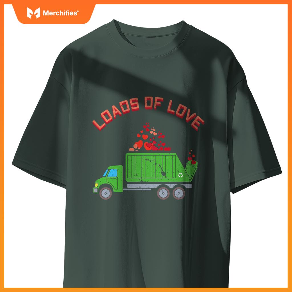 Kids Garbage Truck Hearts Day Happy Valentines T-Shirt