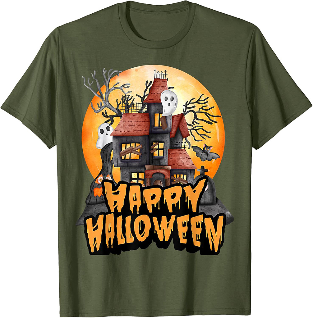 Fall season happy Halloween spiders skulls and bats T-Shirt