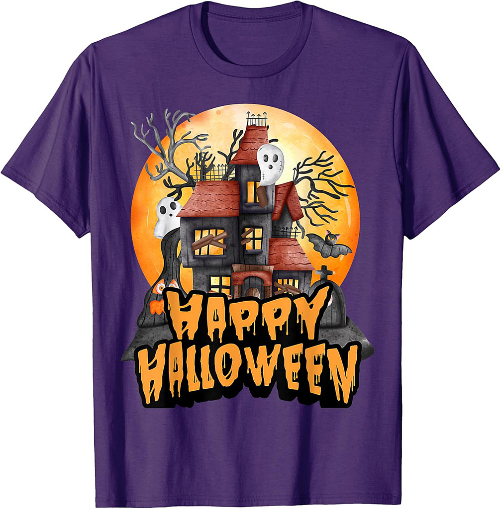 Fall season happy Halloween spiders skulls and bats T-Shirt