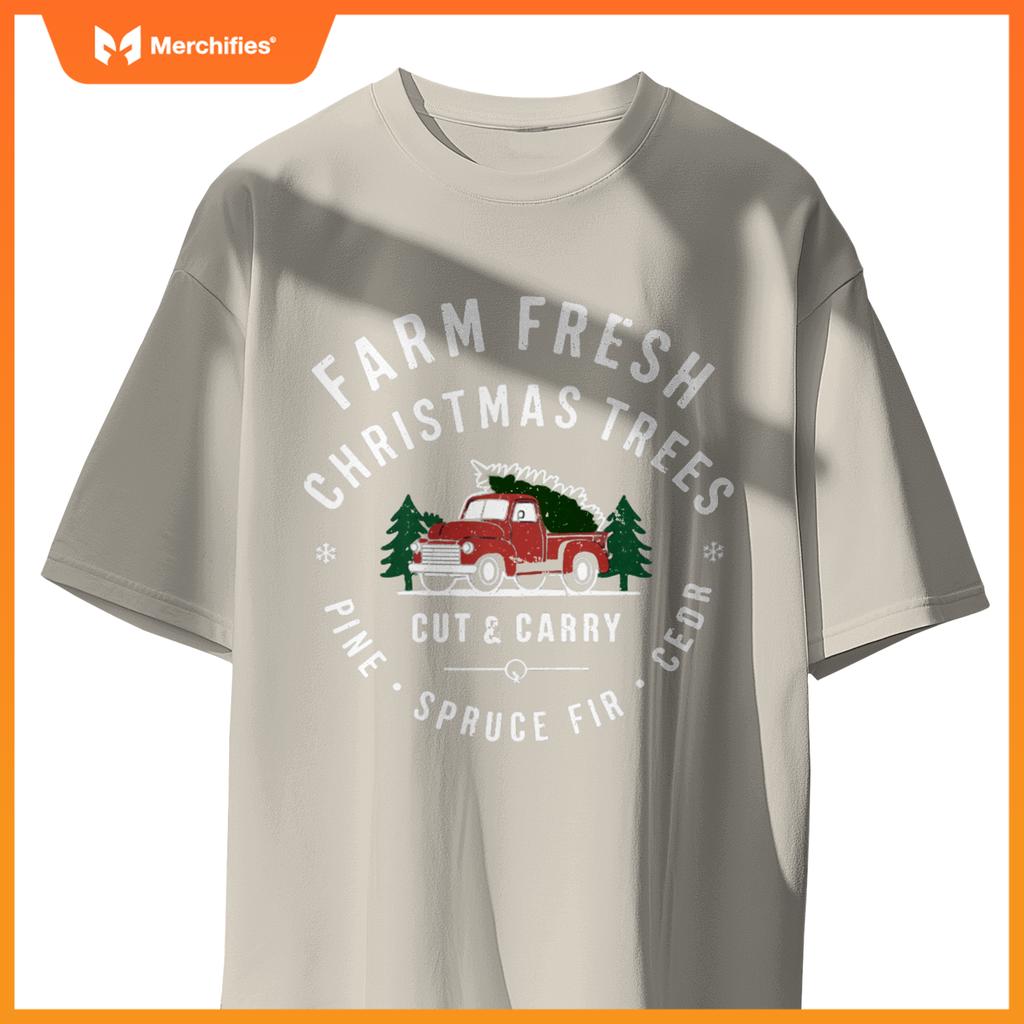 Farm Fresh Christmas Trees Christmas Tree Farm Truck Farmer T-Shirt