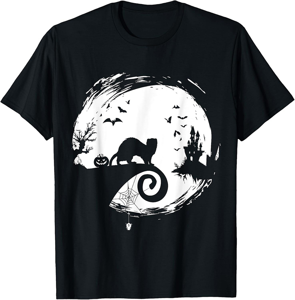Ferret Halloween Costume Moon Silhouette Creepy Horror T-Shirt