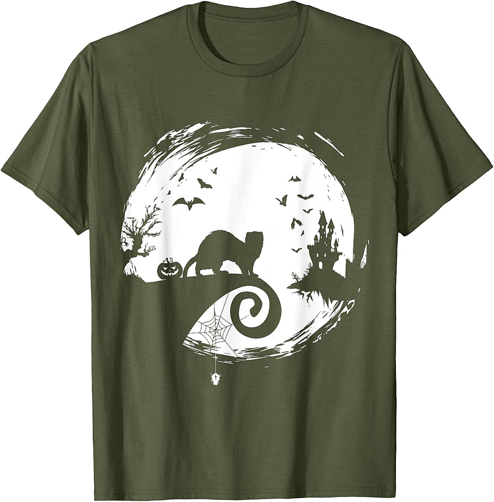 Ferret Halloween Costume Moon Silhouette Creepy Horror T-Shirt