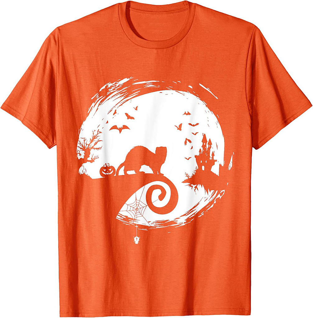 Ferret Halloween Costume Moon Silhouette Creepy Horror T-Shirt