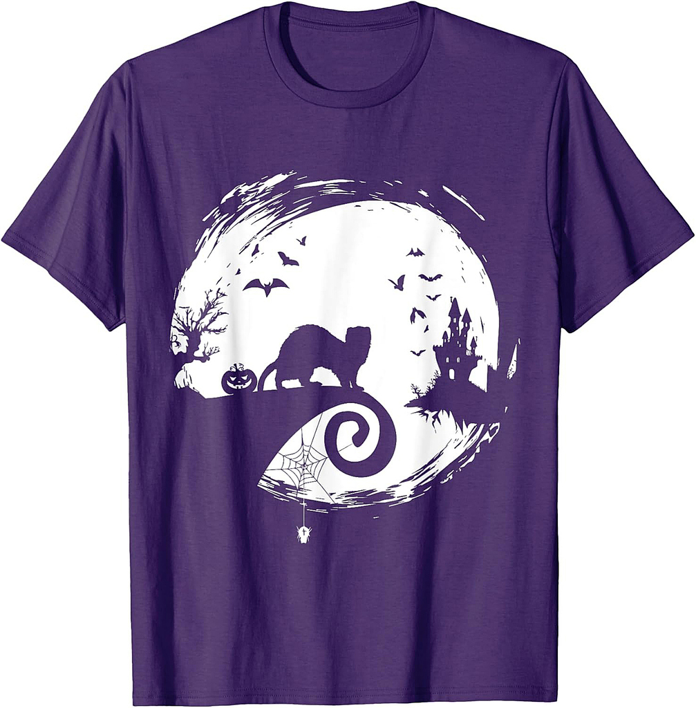 Ferret Halloween Costume Moon Silhouette Creepy Horror T-Shirt