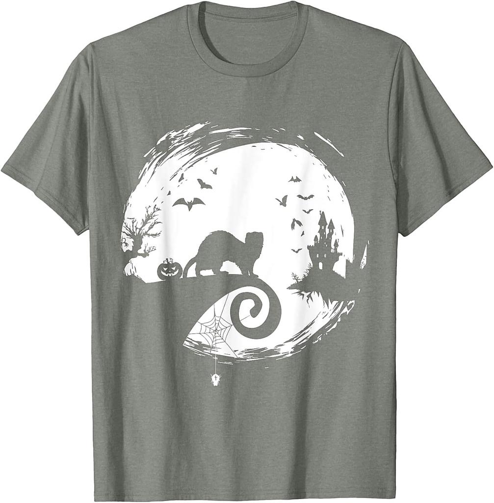 Ferret Halloween Costume Moon Silhouette Creepy Horror T-Shirt